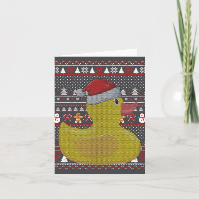 Rubber Duck Ugly Santa Hat Duck Christmas  Card (Front)