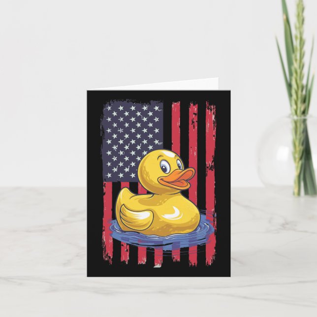 Rubber Duck Usa Flag Independence Day Bath Duck  Card (Front)