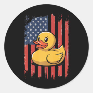 Rubber Duck Usa Flag Independence Day Bath Duck Pr Classic Round Sticker