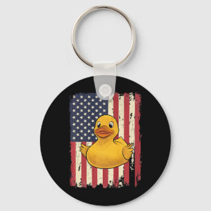 Rubber Duck Usa Flag Independence Day Bath Duck Pr Keychain