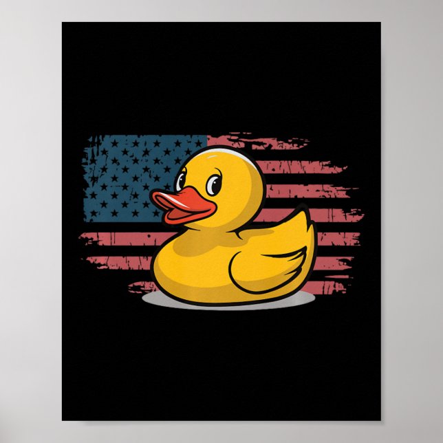 Rubber Duck Usa Flag Independence Day Bath Duck Pr Poster (Front)