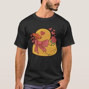 Rubber Duck Valentine's Day Love Date Nights Roses T-Shirt