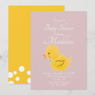 Rubber Duck Watercolored Blush  Baby Shower  Invitation