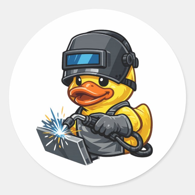 Rubber Duck Welder Classic Round Sticker (Front)