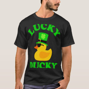Rubber Duck With Sunglasses Four Leaf C Hat Lucky  T-Shirt