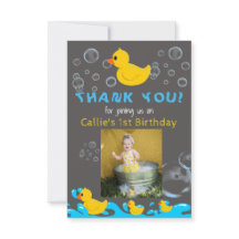 Rubber Duckie Birthday Thank you Card