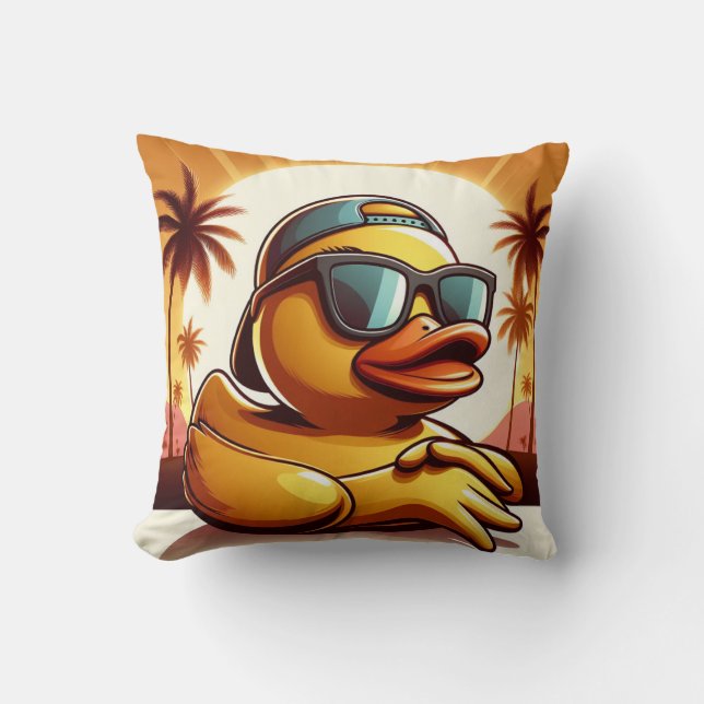 Rubber Duckie Duck  Throw Pillow (Front)
