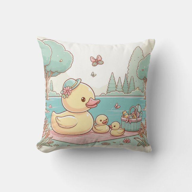 Rubber Duckie Duck  Throw Pillow (Front)