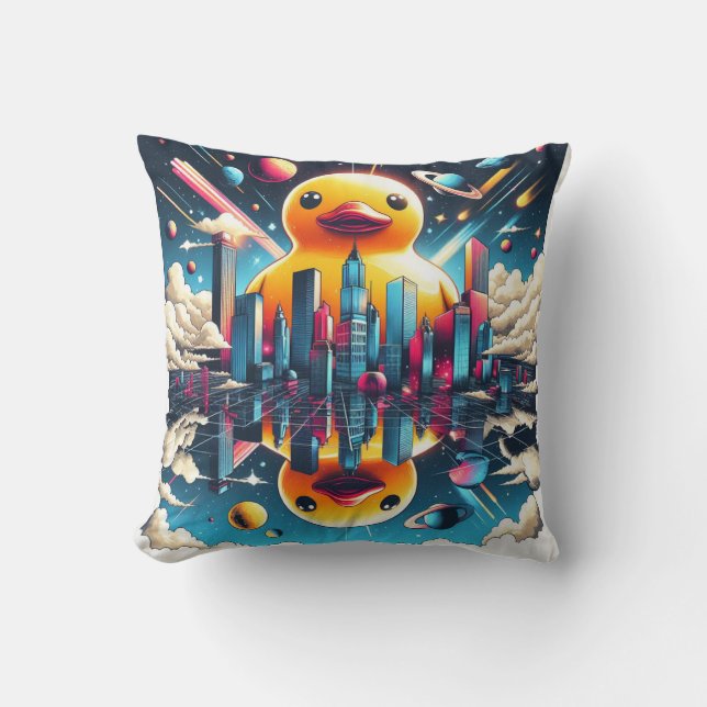 Rubber Duckie Duck  Throw Pillow (Front)