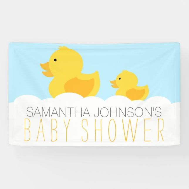 Rubber Duckies Yellow Neutral Baby Shower Banner (Horizontal)