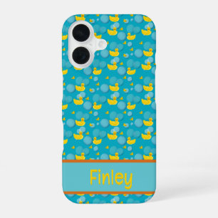 Rubber ducks and bubbles pattern iPhone 16 case