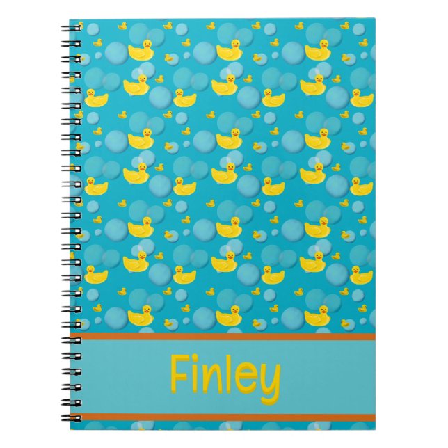 Rubber ducks and bubbles pattern notebook (Front)