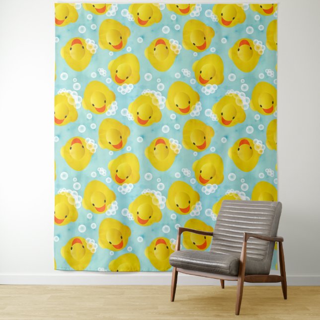 Rubber Ducks Bath Pattern Tapestry (In Situ)