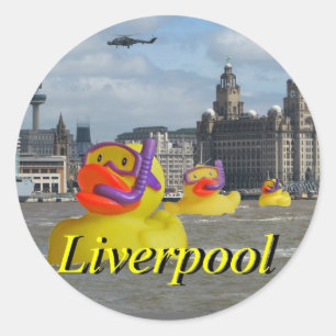 Rubber Ducks On The Mersey Classic Round Sticker