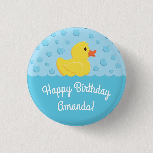 Rubber Ducky 1st Birthday Party Kids Baby 1 Inch Round Button (Front)