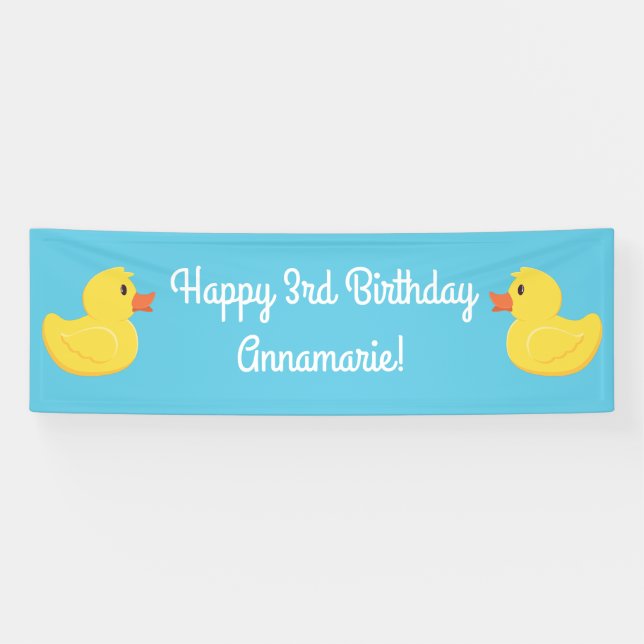 Rubber Ducky 1st Birthday Party Kids Baby Banner (Horizontal)