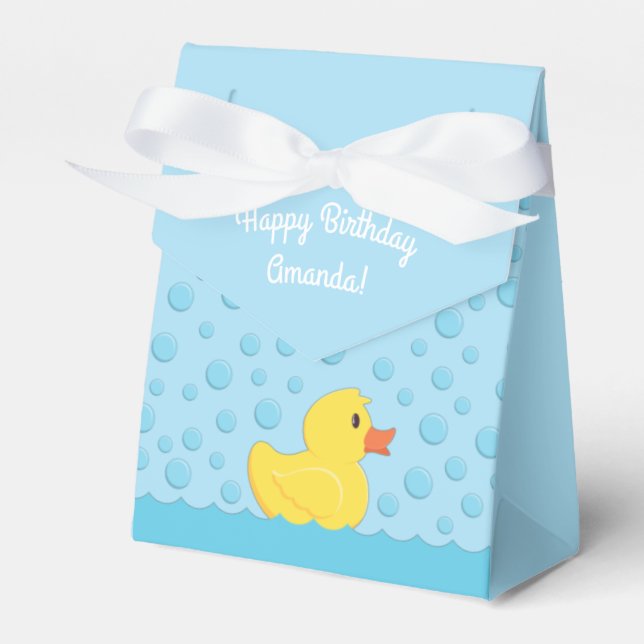 Rubber Ducky 1st Birthday Party Kids Baby Favor Box (Front Side)