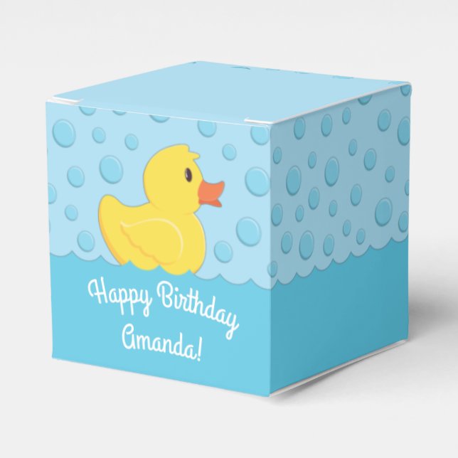 Rubber Ducky 1st Birthday Party Kids Baby Favor Box (Front Side)