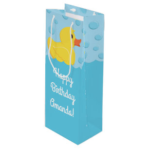 Rubber Ducky 1st Birthday Party Kids Baby Wine Gift Bag