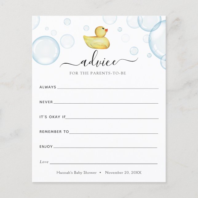 Rubber Ducky Advice for the Parents-to-Be (Front)