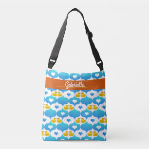 Rubber Ducky and Hearts Pattern Personalized Crossbody Bag
