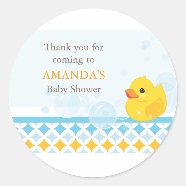 Rubber Ducky Baby Shower Favour Sticker (Front)