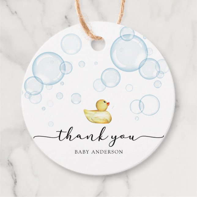 Rubber Ducky Baby Shower Favour Tags (Front)