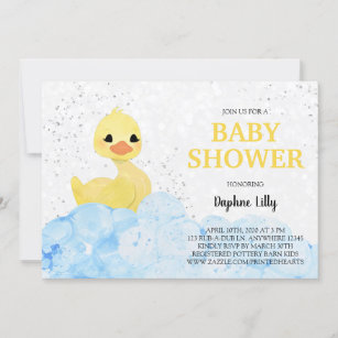 Rubber Ducky Baby Shower Invitation - Blue Yellow