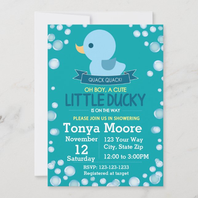 Rubber Ducky Baby Shower Invitation (boy) (Front)