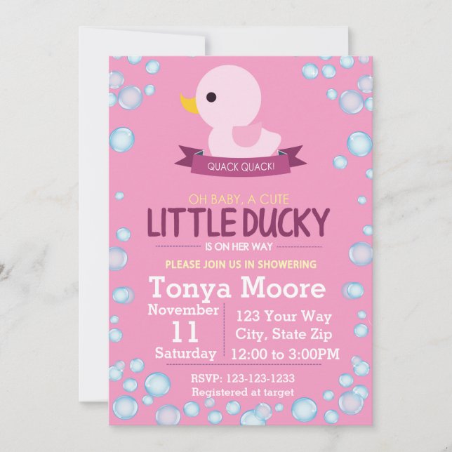 Rubber Ducky Baby Shower Invitation (girl) (Front)