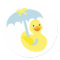 Rubber Ducky baby shower sticker & blue umbrella