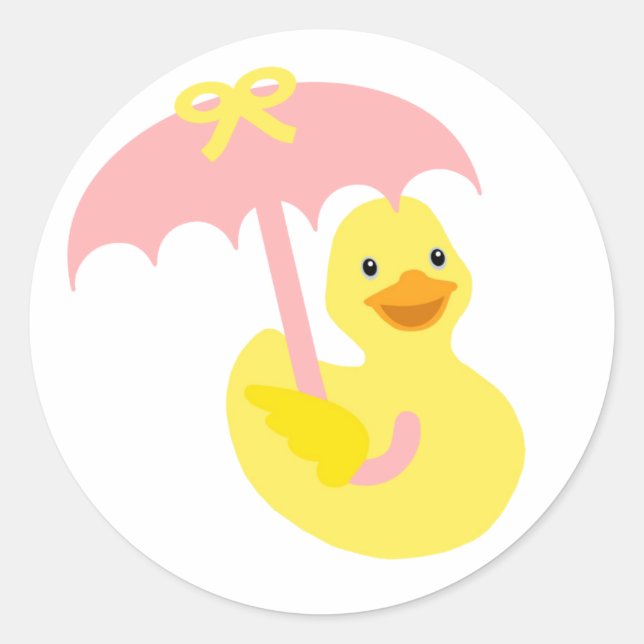 Rubber Ducky baby shower sticker & pink umbrella (Front)