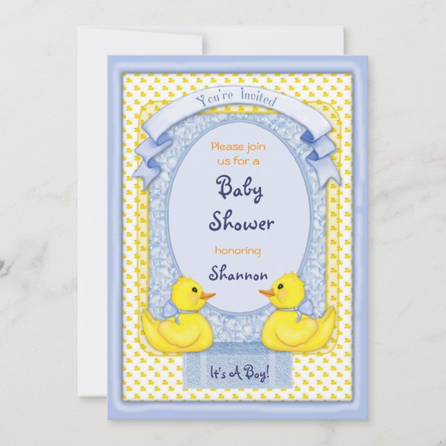 Rubber Ducky Blue Shower Invitation (Front)