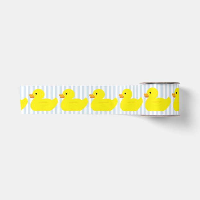 Rubber Ducky Blue Stripe Ribbon Satin Ribbon (Front)