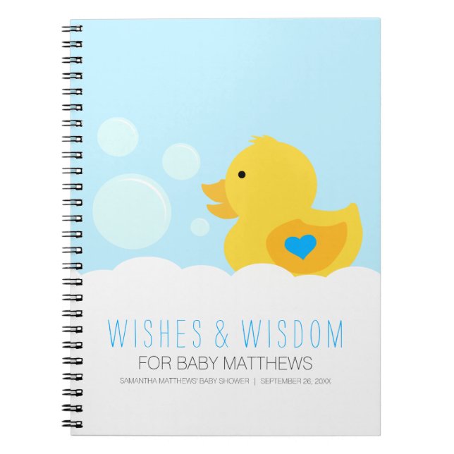 Rubber Ducky Boy Baby Shower Guest Book (Front)