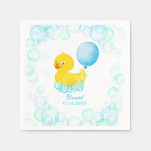 Rubber Ducky Boy First Birthday Paper Napkin