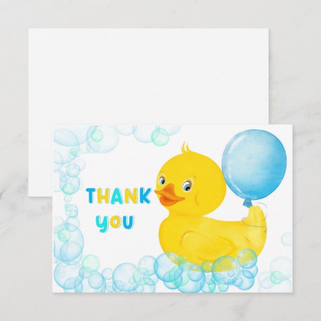Rubber Ducky Boy First Birthday Thank you (Front/Back)