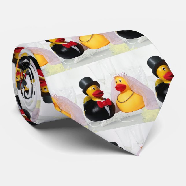 "RUBBER DUCKY BRIDE AND GROOM" WEDDING DAY TIE (Rolled)