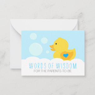 Rubber Ducky Bubble Bath Boy Baby Shower Advice Card