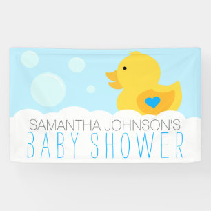 Rubber Ducky Bubble Bath Boy Baby Shower Banner