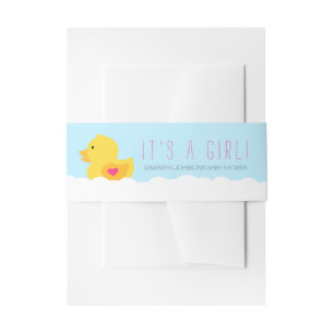 Rubber Ducky Bubble Bath Girl Baby Shower Invitation Belly Band