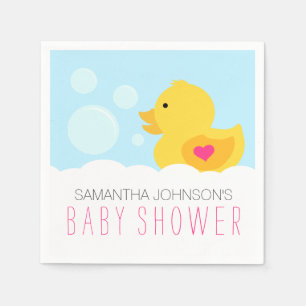 Rubber Ducky Bubble Bath Girl Baby Shower Napkin