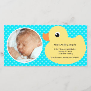 Rubber Ducky Bubble Frame New Baby Photo Cards