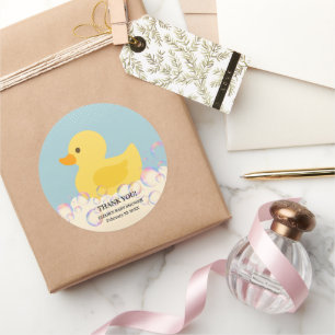 Rubber Ducky Bubbles Baby Shower Classic Round Sticker