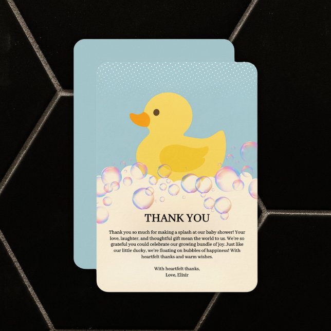 Rubber Ducky Bubbles Baby Shower Thank You Card (Creator Uploaded)