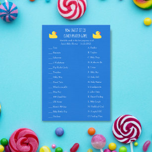 Rubber Ducky Candy Match Game Baby Shower Invitation