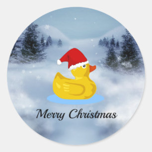Rubber Ducky Christmas Greetings Classic Round Sticker