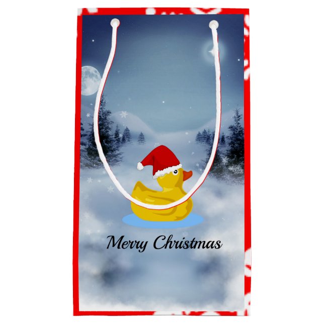 Rubber Ducky Christmas Greetings Small Gift Bag (Front)