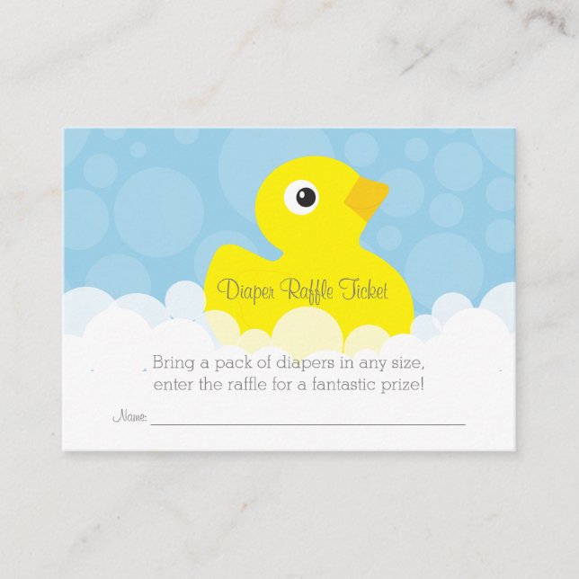 Rubber Ducky Diaper Raffle Ticket - Blue Enclosure Card (Front)