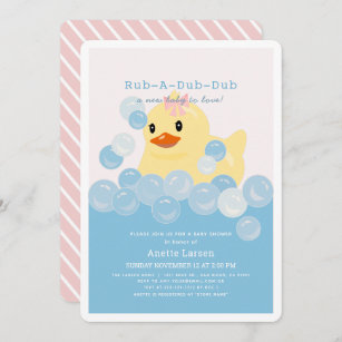 Rubber Ducky Girl Pink Baby Shower Invitation